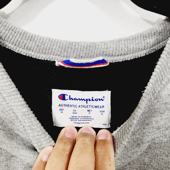 Champion Powerblend C Logo Fleece Crewneck Sweatshirt in Oxford Gray Mens Size M - Picture 3 of 8